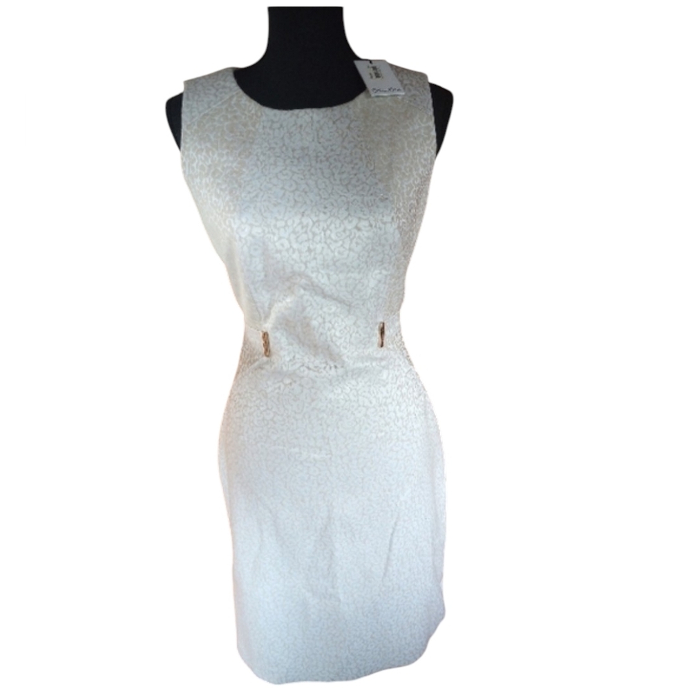 Calvin Klein Cream Leopard print sheath dress